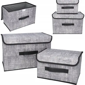 Úložný box PUDEŁKO DO PRZECHOWYWANIA zestaw x2 Textilní úložný box s víkem a úchyty, sada 2 kusů