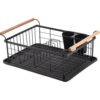 Odkapávač na nádobí Laveo Odkapávač na nádobí Oslo - ELC_700A, černá mat/bambus