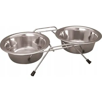 Miska pro psa Sada dvou kovových misek Yarro stříbrná 0,2 l