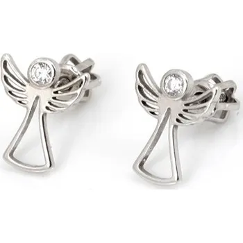 Náušnice Dámské stříbrné naušnice andílci s čirými zirkony STNAU1112F