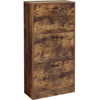 VASAGLE Botník se 3 výklopnými dvířky, 60x24x120cm, hnědý Skříňka na boty