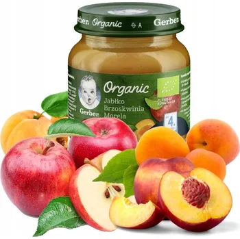Jablečno-broskevový meruňkový dezert Meruňka Gerber Organic 4+ m+ 125 g