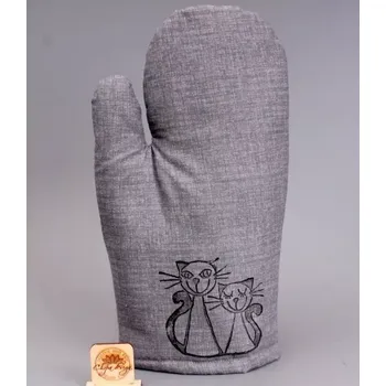 Chňapka Chňapka šedá, Dvě Kočky - HAND MADE (Kuchyňská chňapka s kočkami)