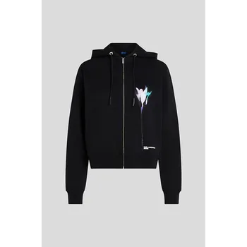 Dámská mikina MIKINA KARL LAGERFELD JEANS KLJ REG FLOWER ZIP-UP HOODIE BLACK