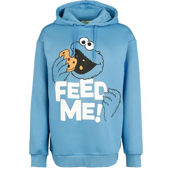 Dámská mikina Mikina s kapucí z Sesame Street - Cookie Monster - Feed Me! - Oversize - Ženy - modrá