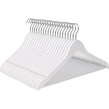 Ramínko SONGMICS Dřevěná ramínka, 44.5x23x1.2cm, bílá Dřevěný věšák