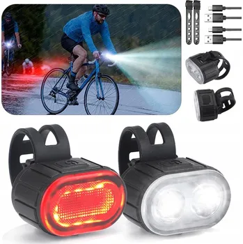 Cyklosvítilna LED SVĚTLO NA KOLO PŘEDNÍ + ZADNÍ NABÍJECÍ NA ŘÍDÍTKA