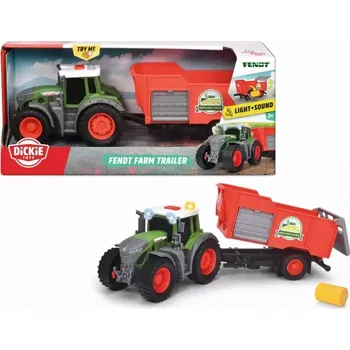 autíčko DICKIE Farm Traktor Fendt s přívěsem 26cm Balík sena