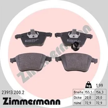 Brzdová destička Sada brzdových destiček, kotoučová brzda ZIMMERMANN 23913.200.2