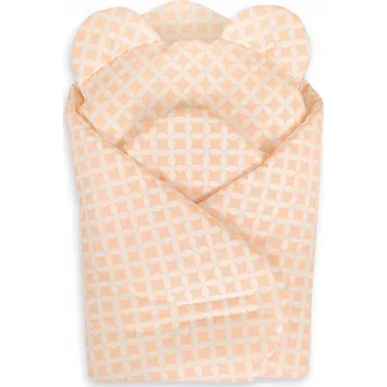 Doplněk pro panenku Zavinovačka pro panenky s polštářkem medvídka - mini broskvová rozeta