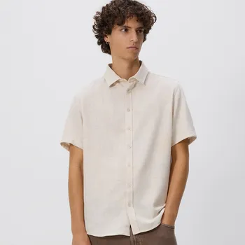 Pánská košile Reserved - Košile regular s příměsí viskózy - béžová - 844FS-08X - 844FS-08X-L