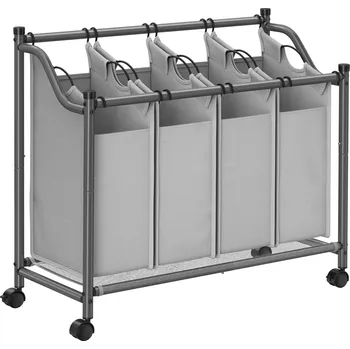 Koš na prádlo SONGMICS Koš na prádlo, 87.5x81x38.5cm, šedý Vůz na praní prádla