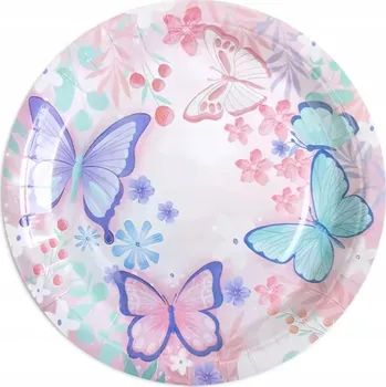 Party nádobí Papírové talířky Motýl. Narozeninové, 6 ks, 23 cm