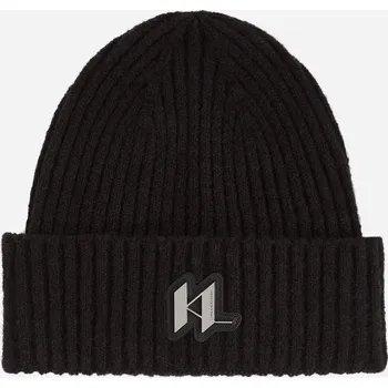 Klobouk ČEPICE KARL LAGERFELD K/MONOGRAM KNIT BEANIE BLACK