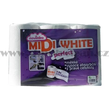 Papírový ručník Ručník v roli MIDI WHITE, 2vrstvá, bílá celuloza, 60m