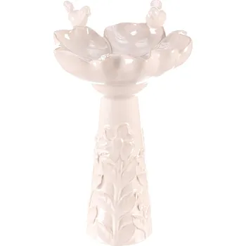 Zahradní dekorace Autronic Pítko pro ptáčky - tvar květ, stojaté, keramika, bílé