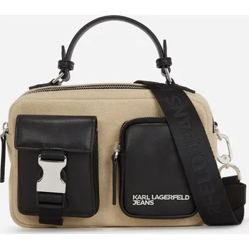 Kabelka TAŠKA KARL LAGERFELD JEANS KLJ CANVAS MIXED CAMERA BAG BEIGE/BLACK
