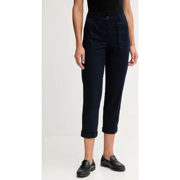 Dámské kalhoty Kalhoty United Colors of Benetton dámské, tmavomodrá barva, high waist, 4FRXDF08E 59X, vel. 36