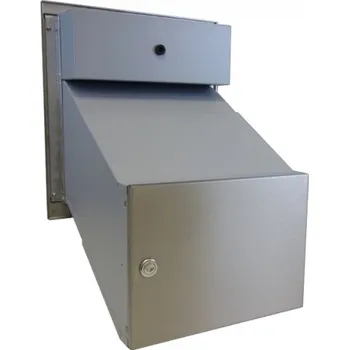 Poštovní schránka 1x poštovní schránka D-241 k zazdění do sloupku + čelní deska s 1x zvonkem a HM TESLA - NEREZ / šedá