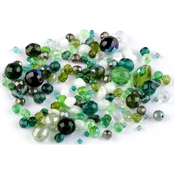 Šperk Skleněné korálky ramš broušené ohňovky Varianta: 5 zelená, Balení: 50 g