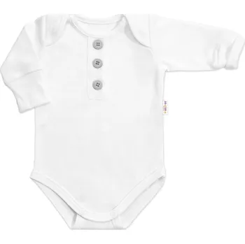 Rostoucí body NATURE, dlouhý rukáv s knoflíčky, bavlna, bílé. 62/68