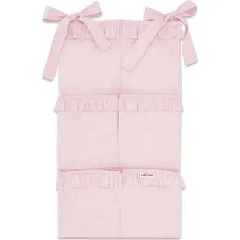 mantinel do postýlky Kapsář na postýlku s volánky ROYAL, 6 kapes - růžový