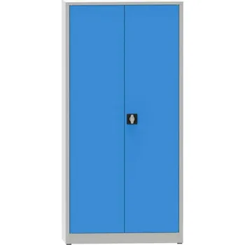 Svařovaná skříň s dvoukřídlými dveřmi, v x š x h: 1950x950x400 mm, 4 police, korpus šedý RAL7035 /dveře modré RAL5012