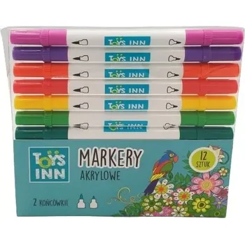 Akrylové markery s dvojitou špičkou, sada 12 kusů