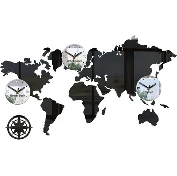 Hodiny Moderní Nástěnné Hodiny Mapa Světa Velká Dekorace 100x58 tiché