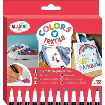 ALADINE Dětské fixy na textil, základní barvy 12 ks