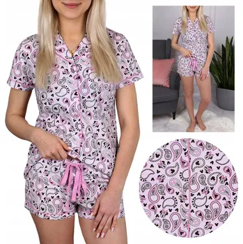 Dámské pyžamo DISNEY Minnie Mouse BAVLNĚNÉ pyžamo košilového střihu, růžové, krátké kalhoty S