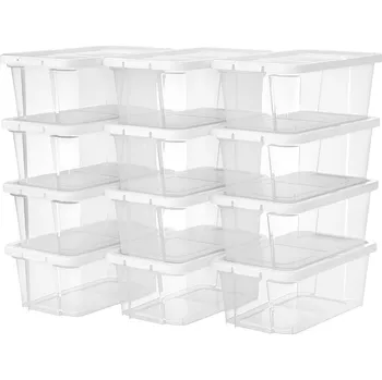 Botník SONGMICS Sada 12 krabic na boty, 35x20x12.5cm, bílá Plastová krabice na boty