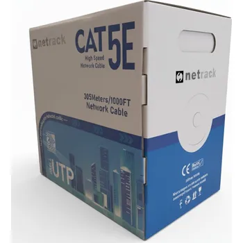 Síťový kabel Síťový kabel kroucená dvoulinka LAN kat. 5e UTP 305m CU 100% Měď Netrack bílý