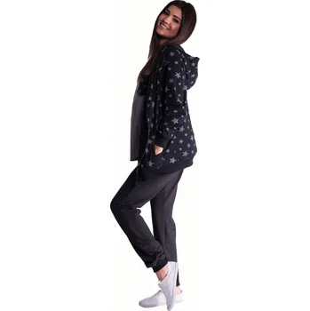 Těhotenský svetr Be MaaMaa Těhotenská souprava 3 dílná s potiskem - grafit - vel. S