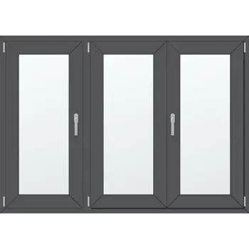 Okno Trojkřídlé plastové okno se štulpem, vlevo otevíravo sklopné 163x119