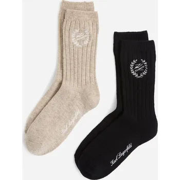 Dámská móda PONOŽKY KARL LAGERFELD K/HOTEL KARL CREST WOOL BEIGE/BLACK