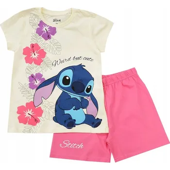Dívčí pyžamo Stitch Dívčí pyžamo KRÁTKÝ RUKÁV ŠORTKY žlutá růžová 110 D051E