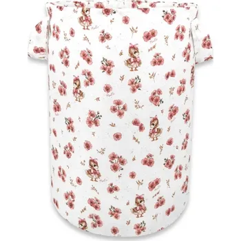 Dětský pokoj Koš na hračky, bavlna, 50x35cm, Kačenky - bílá, pudrově růžová