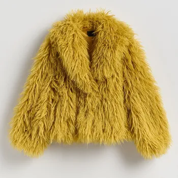 Dámský kabát Reserved - Bunda z&nbsp;imitace kožešiny - hořčicová - 044HV-17X - 044HV-17X-L