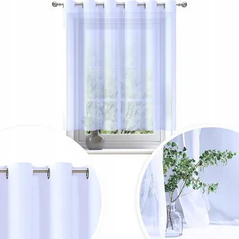 Záclona HOTOVÁ ZÁCLONA VOÁL BÍLÁ 200x150 CM ZÁVĚS OKA FIRANY S PRŮCHODKAMI