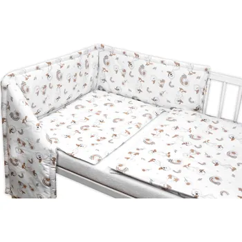 mantinel do postýlky Mantinel s povlečením do postýlky, 3D sada - Kačátko, bílá/béžová