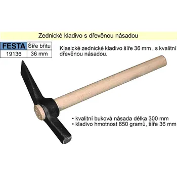 Kladivo FESTA Kladivo zednické, s dřevěnou násadou, klasické 0.625 Kg NÁŘADÍ Sklad2 19136 (0.625 Kg NÁŘADÍ Sklad2 19136)