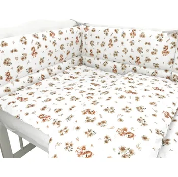 mantinel do postýlky Mantinel s povlečením do postýlky, 3D sada Bavlna, Kačenky - bílá, béžová, 135x100