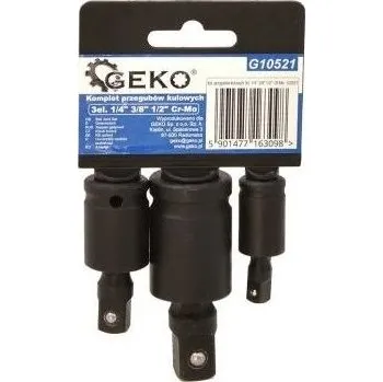Gola sada Sada nástrčných rázových kloubů 3 ks 1/4 "3/8" 1/2 " GEKO 0.310 Kg HOBY Sklad3 G10521 (0.310 Kg HOBY Sklad3 G10521)
