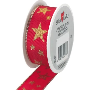 Dárková taška Stuha textilní, červeno-zlatá