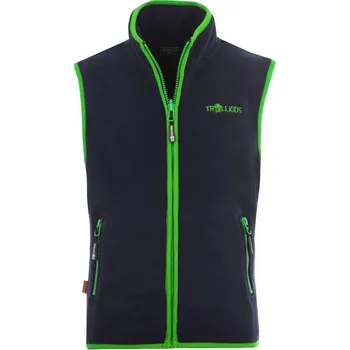 Trollkids Kids Arendal Vest navy/viper green (134-100) dětská fleecová vesta pro chlapce/dívky 104