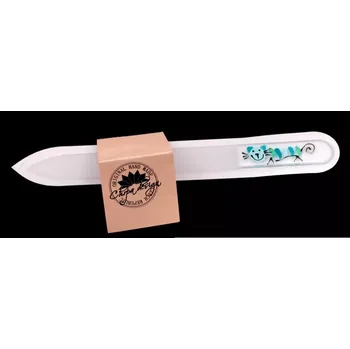 Skleněný pilník Tyrkysová Kočka, 13,5 cm (Pilníky s kočkou, kočky)