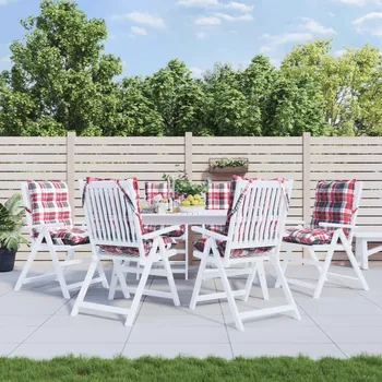 Matrace zahrada-XL Podušky na židli s nízkým opěradlem 6ks červené kárované oxford 377712