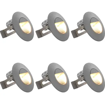 Venkovní osvětlení Venkovní LED nástěnná svítidla 6 ks 2 W stříbrná kulatá IM_45655