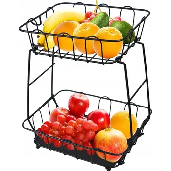 Úložný box Dvoupatrový STOJAN na OVOCE a ZELENINU ozdobný koš kuchyňský organizér